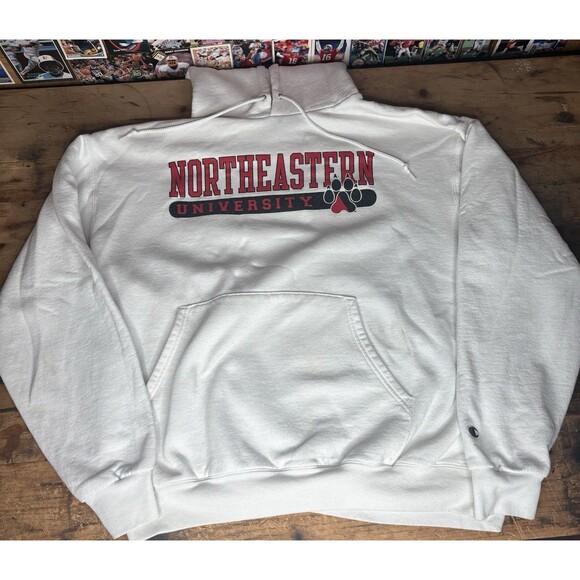Champion Northeastern University Hoodie Sweatshirt White Red NCAA Men’s Large - Picture 1 of 6